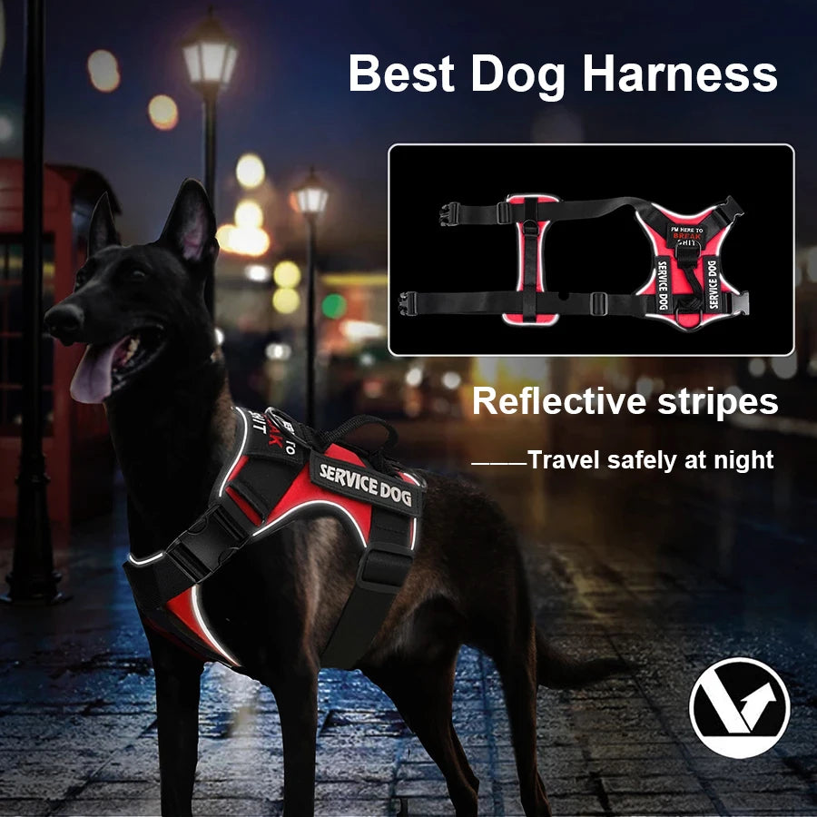 Tactical Reflective Dog Harness – No Pull Vest for Small to Large Dogs