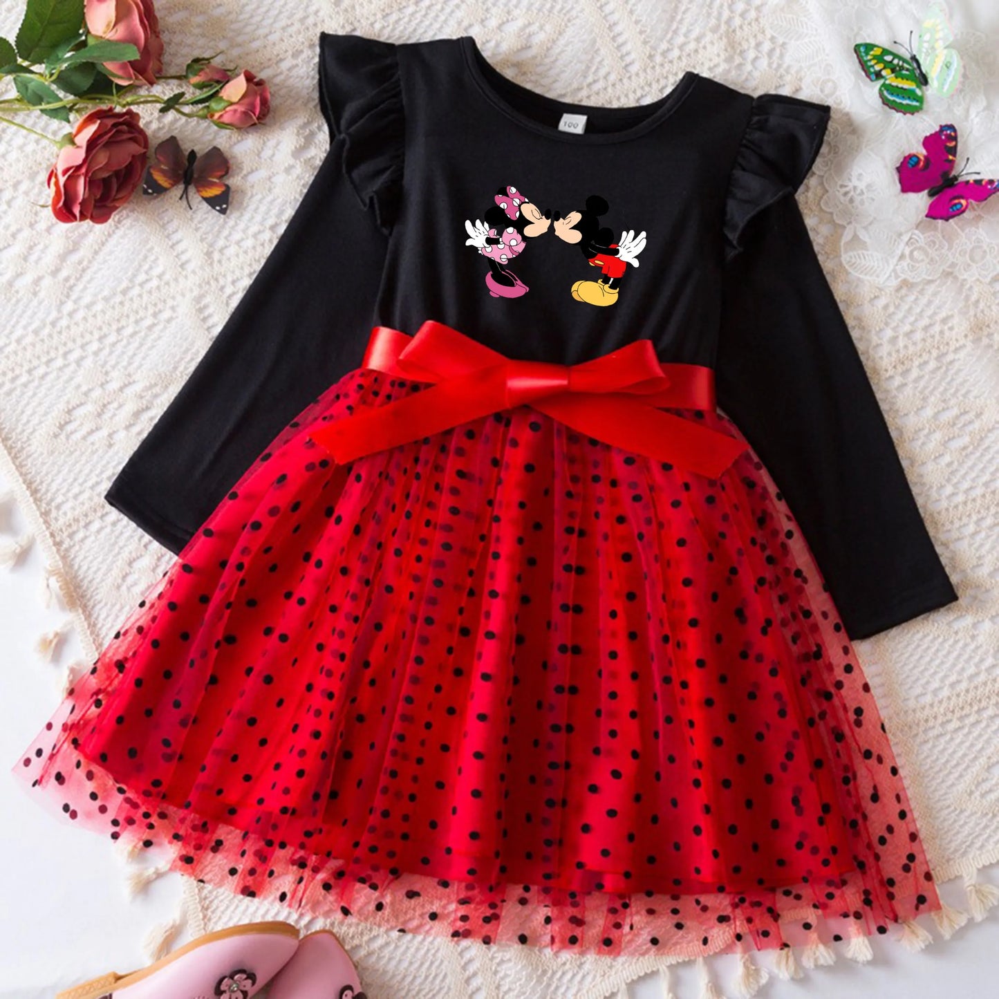 Mickey Minnie Fall Dresses for Girls – Long Sleeve Princess Party Costume