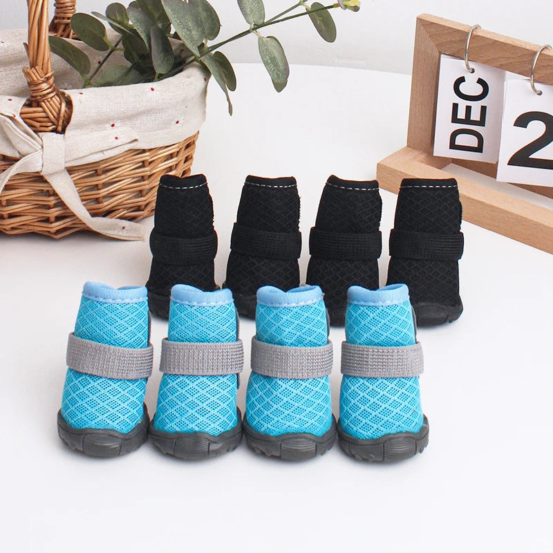 4pcs Breathable Dog & Cat Shoes – Anti-Slip, Year-Round Pet Paw Protectors