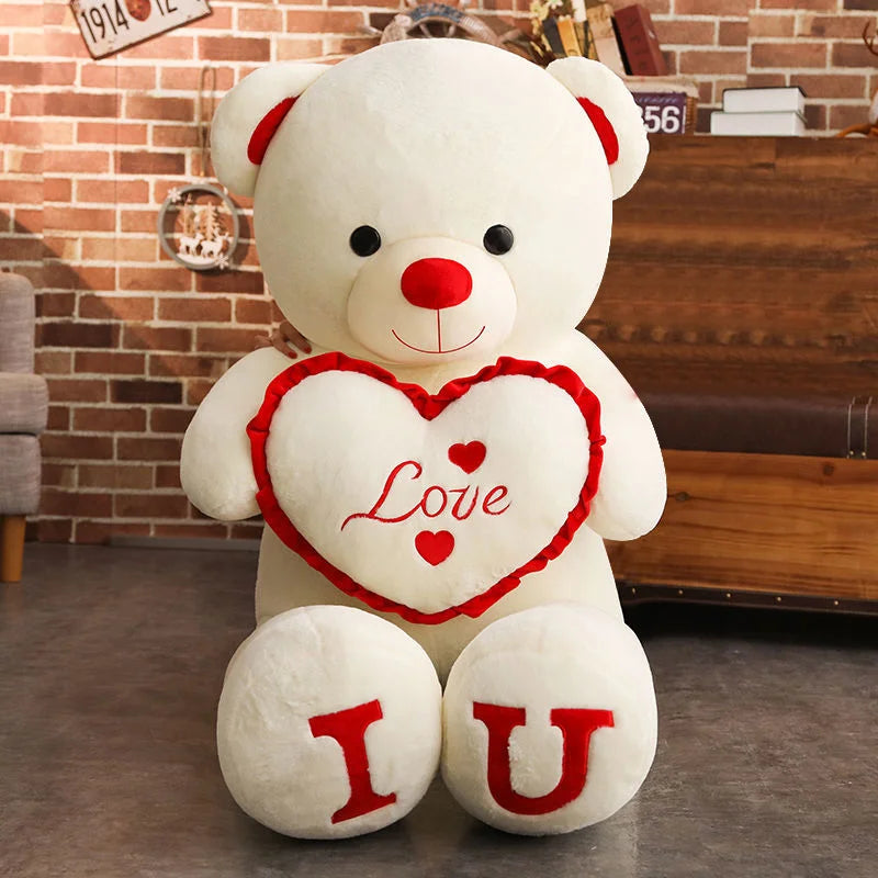 100cm Giant "I LOVE YOU" Teddy Bear Plush – Soft Stuffed Animal Gift for Kids, Girlfriends & Special Occasions
