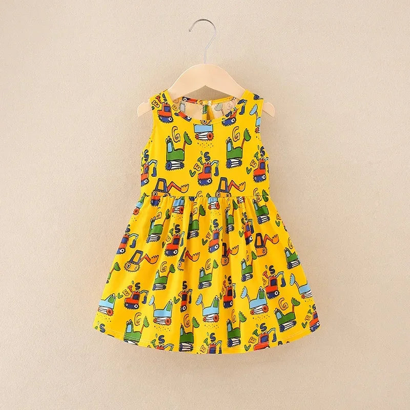 Cotton Cartoon Summer Dress for Girls – Sleeveless Princess Party Outfit