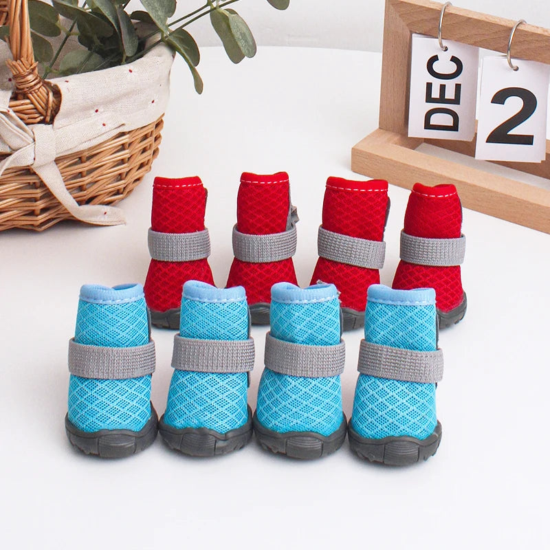 4pcs Breathable Dog & Cat Shoes – Anti-Slip, Year-Round Pet Paw Protectors
