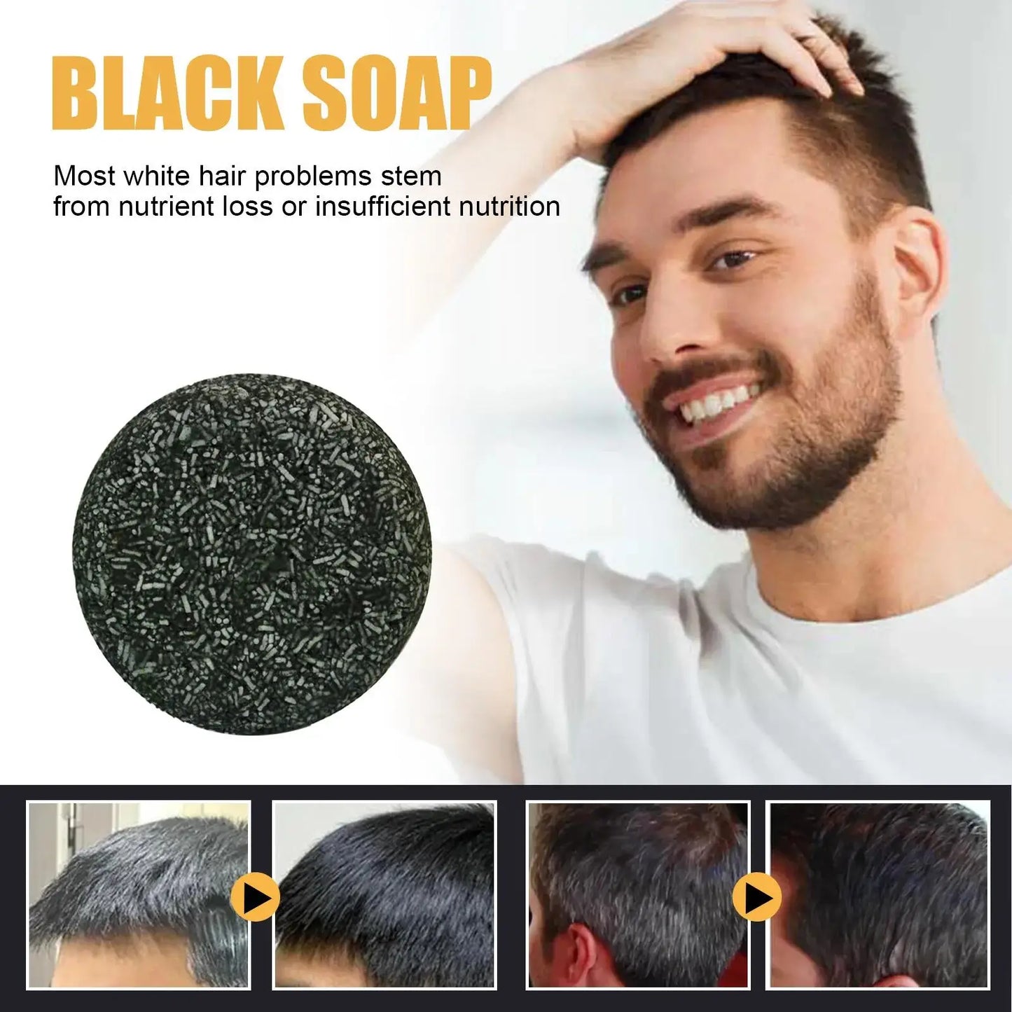 Natural Darkening Shampoo Bar – Restore Gray Hair & Beard to Black | Herbal Anti-Gray Hair Soap (50g)