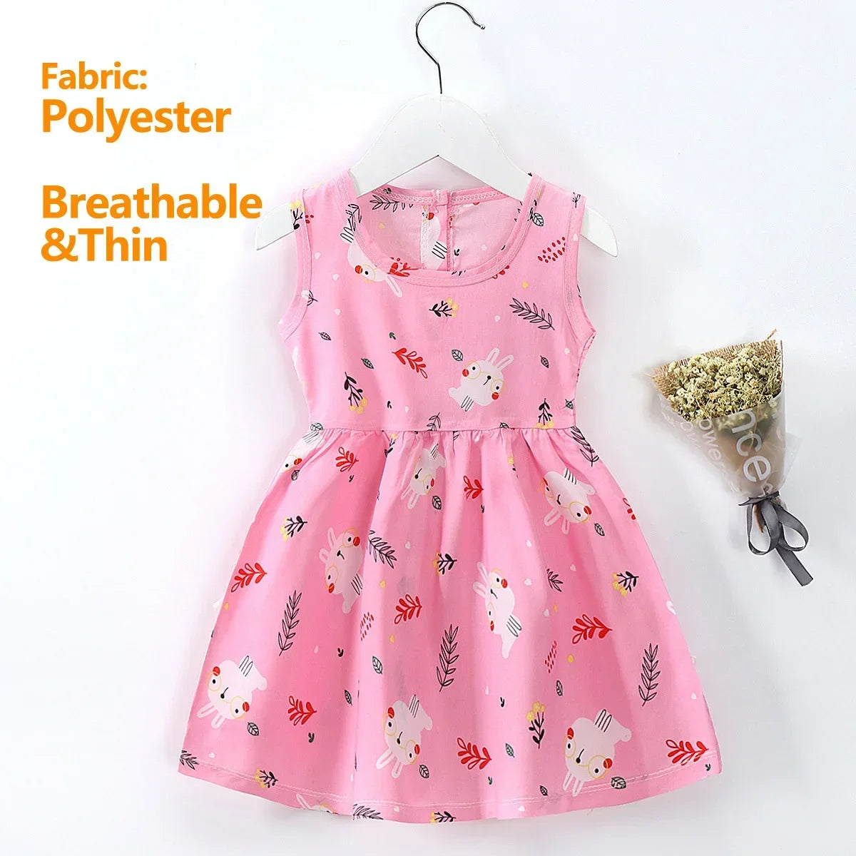 Cotton Cartoon Summer Dress for Girls – Sleeveless Princess Party Outfit