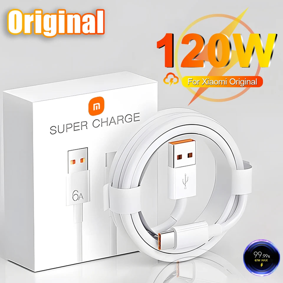 Original Xiaomi 120W USB Type-C Cable – 6A 67W Turbo Fast Charging