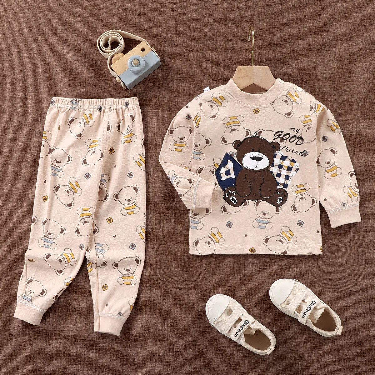 Unisex Cotton Pajama Set for Kids – Cozy Autumn & Winter Sleepwear