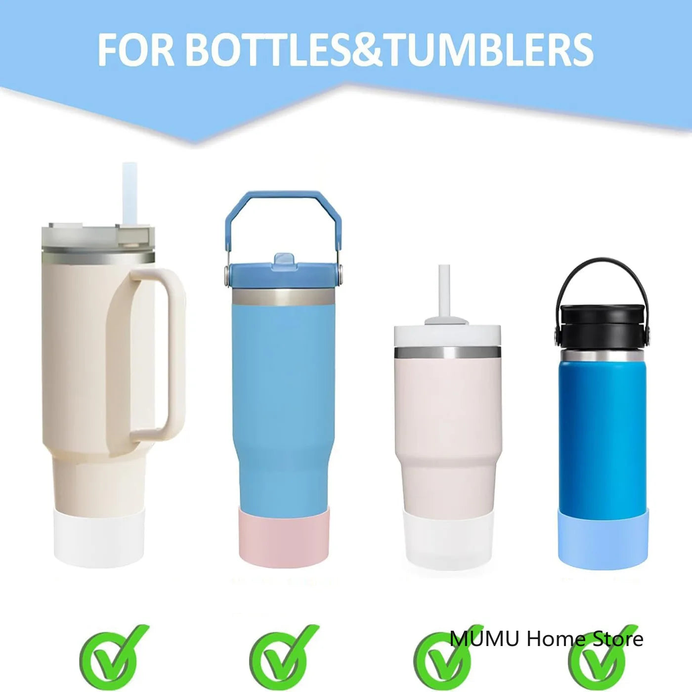 3Pcs Bow Straw Cap Covers & Toppers – Cute Silicone Accessories for Stanley Cups