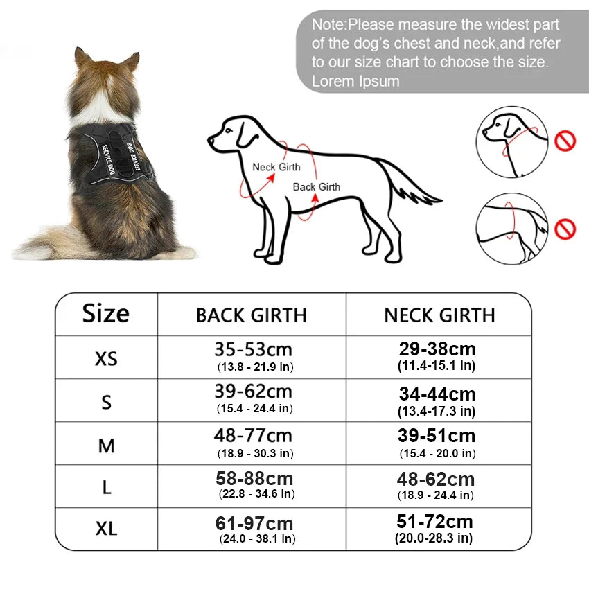 Tactical Reflective Dog Harness – No Pull Vest for Small to Large Dogs