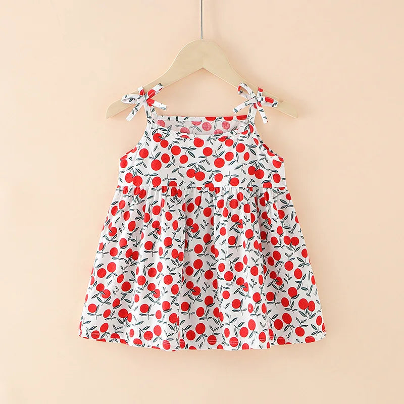 Summer Princess Floral Cotton Dress – Sleeveless Casual Dress for Girls