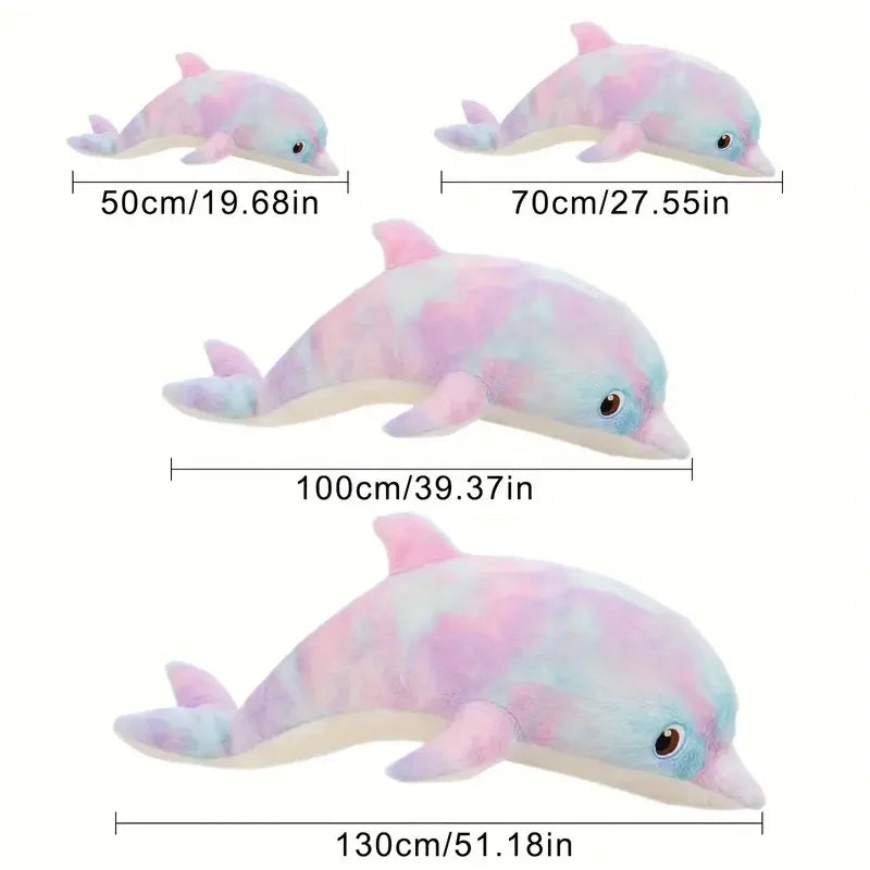 50cm Colorful Dolphin Plush Toy – Soft Cartoon Stuffed Animal Pillow | Birthday Gift for Kids, Boys & Girls, Home Decoration