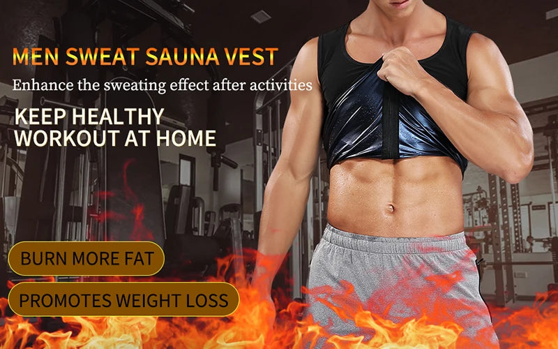 Men’s Sauna Sweat Vest – Heat-Trapping Slimming Body Shaper with Zipper | Compression Waist Trainer for Fitness & Weight Loss