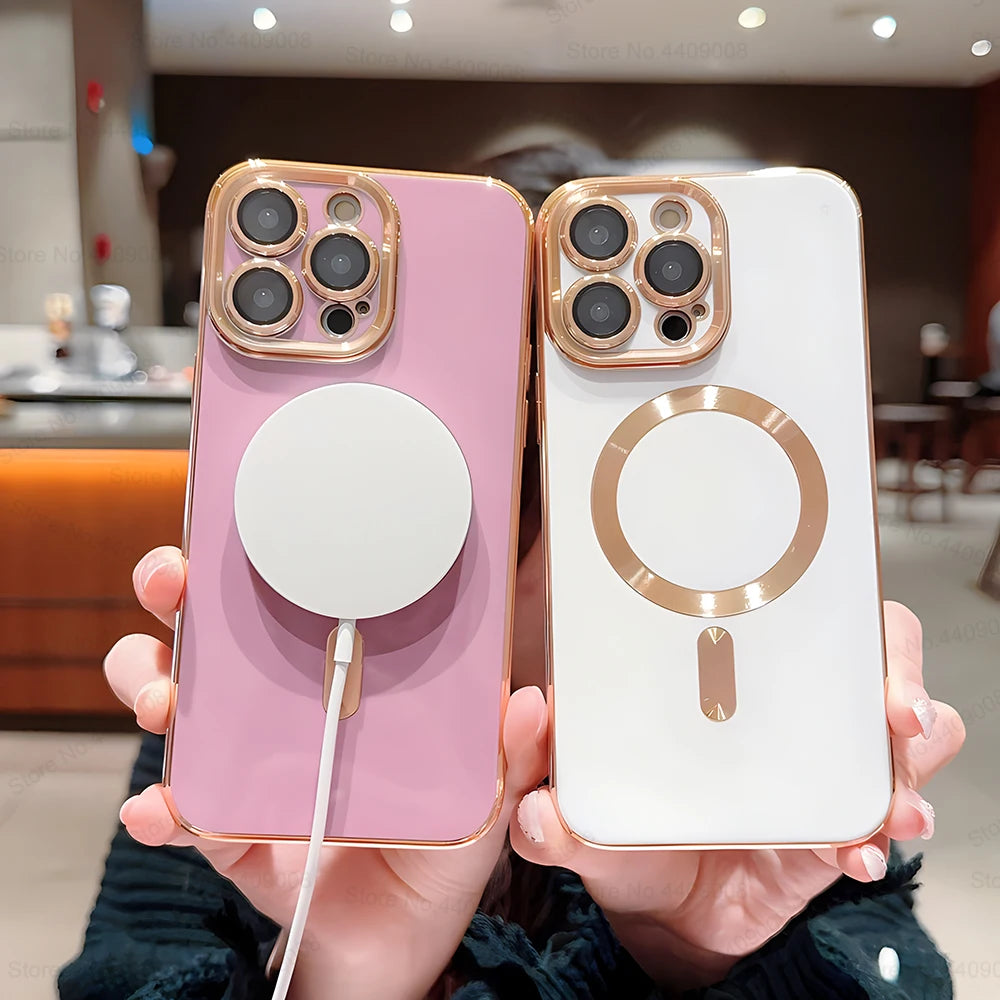Luxury MagSafe-Compatible iPhone Case – Clear, Magnetic, and Durable