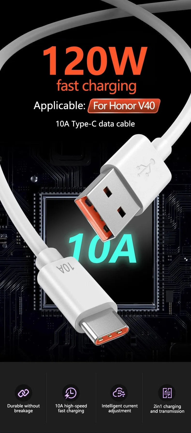 Original Xiaomi 120W USB Type-C Cable – 6A 67W Turbo Fast Charging