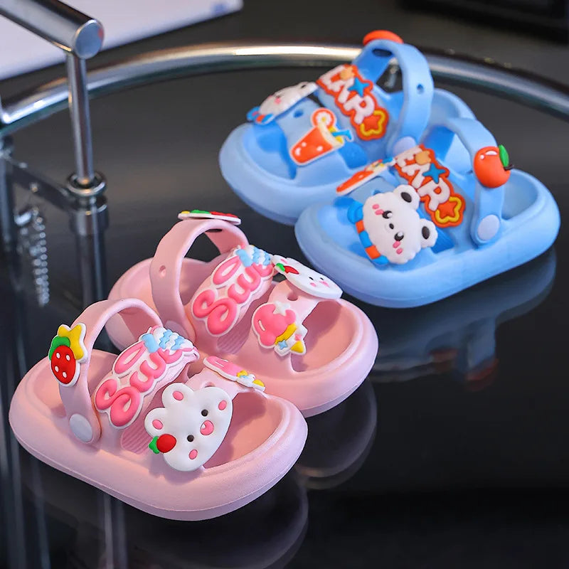 Kids Cartoon EVA Sandals – Summer Soft Slip-On Beach Slippers for Boys and Girls