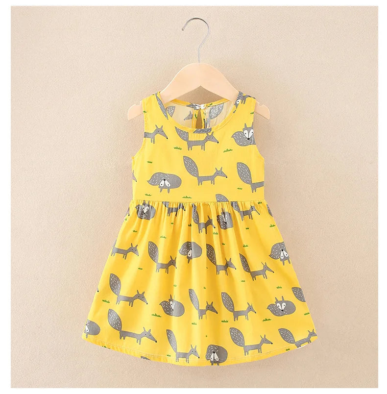 Cotton Cartoon Summer Dress for Girls – Sleeveless Princess Party Outfit
