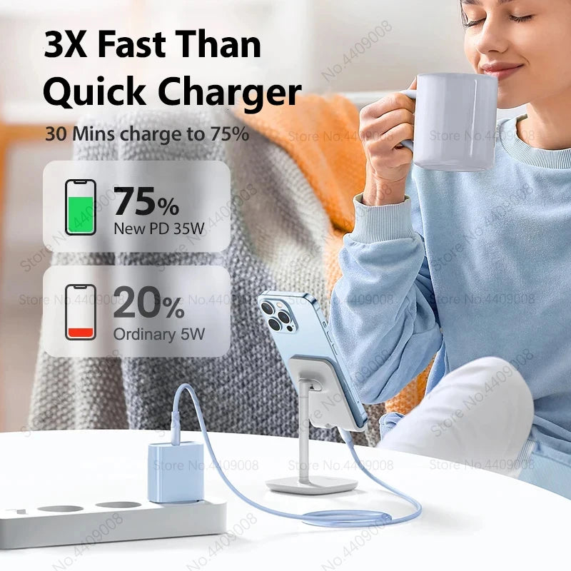 35W USB-C Fast Charger with Cable – Compatible with iPhone 11/12/13/14/15 Series