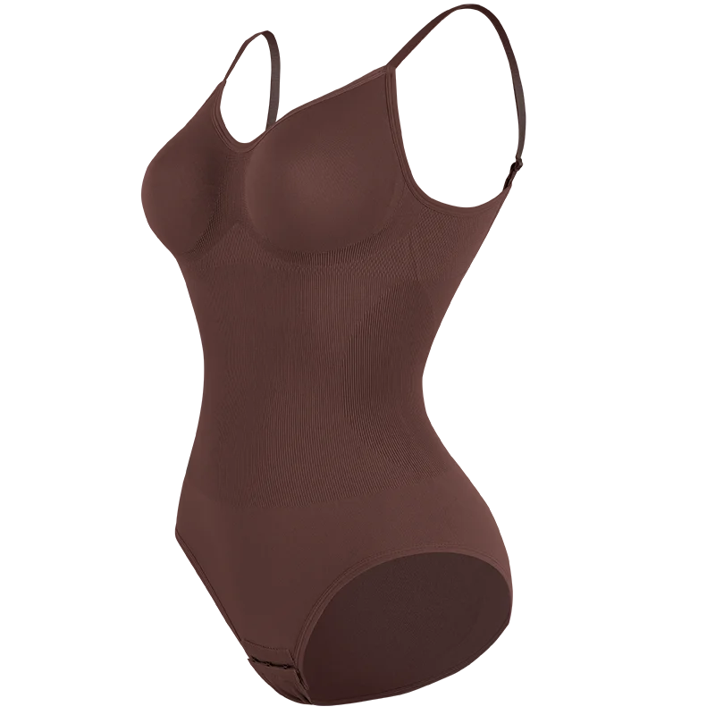 Low Back Bodysuit Shapewear for Women – Seamless Tummy Control Push-Up Body Shaper with Open Crotch & Adjustable Straps