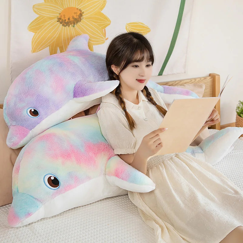50cm Colorful Dolphin Plush Toy – Soft Cartoon Stuffed Animal Pillow | Birthday Gift for Kids, Boys & Girls, Home Decoration