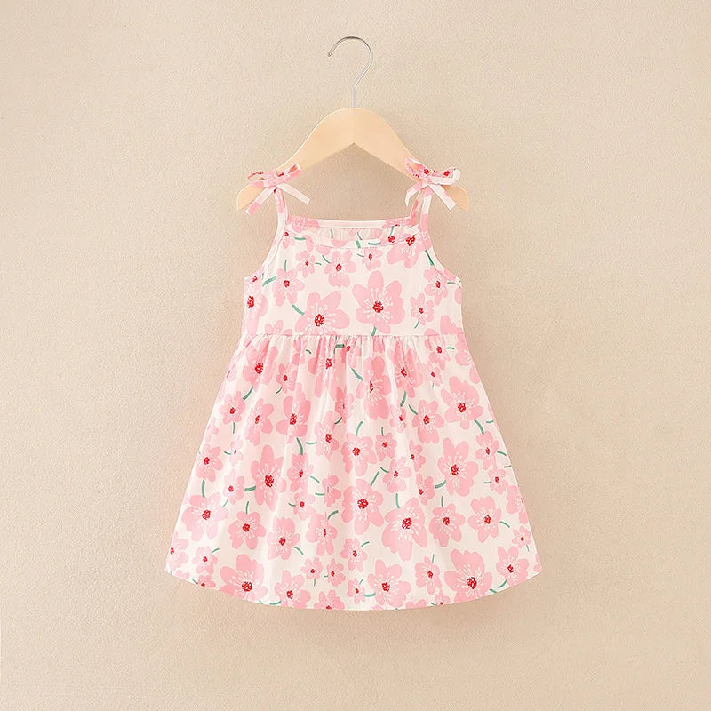 Summer Princess Floral Cotton Dress – Sleeveless Casual Dress for Girls