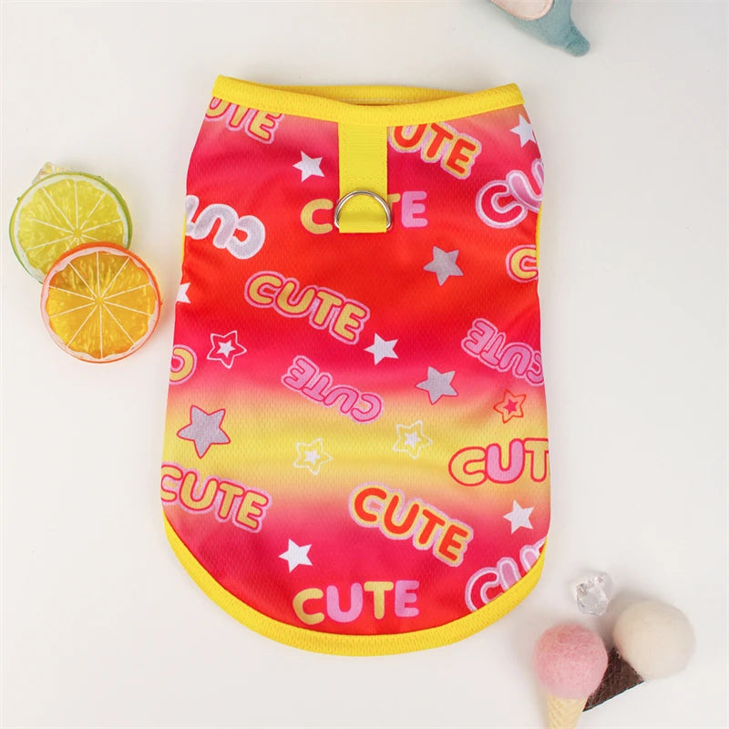 Cute Pet Dog Summer Vest – Smiling Face Print T-Shirt for Small Dogs (XS–XXL)