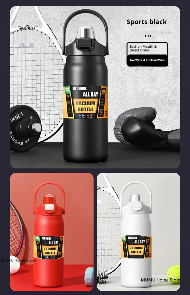 800ML / 1000ML / 1200ML Stainless Steel Thermo Water Bottle – Vacuum Insulated Travel Mug