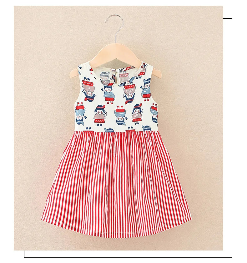 Cotton Cartoon Summer Dress for Girls – Sleeveless Princess Party Outfit
