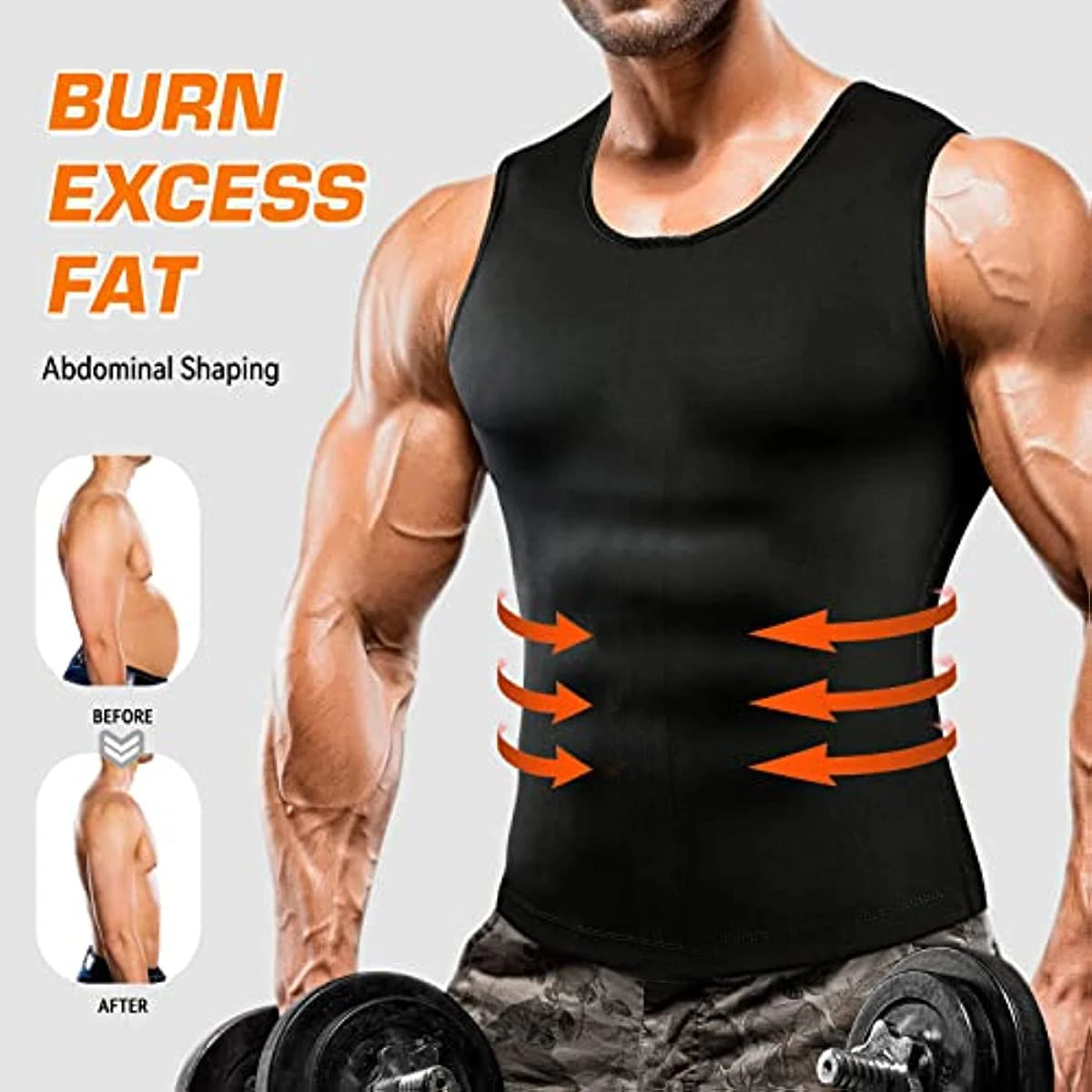 Men's Neoprene Sauna Waist Trainer Vest – Slimming Body Shaper Sweat Tank | Fat Burner Corset with Back Support for Gym & Weight Loss