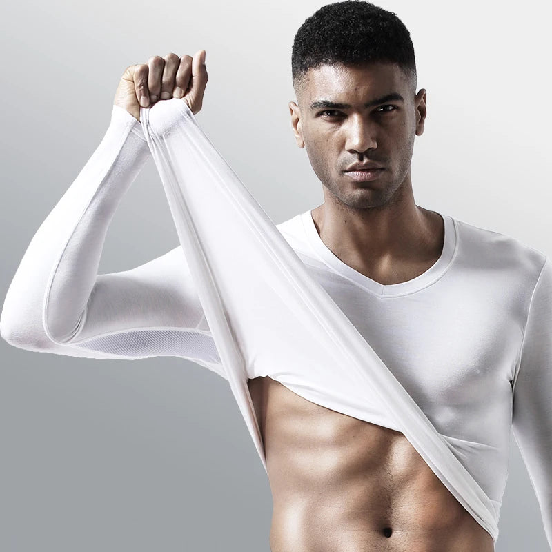 Men’s Long Sleeve V-Neck Compression Shirt – Slimming Body Shaper Undershirt for Tummy Control & Workout Support