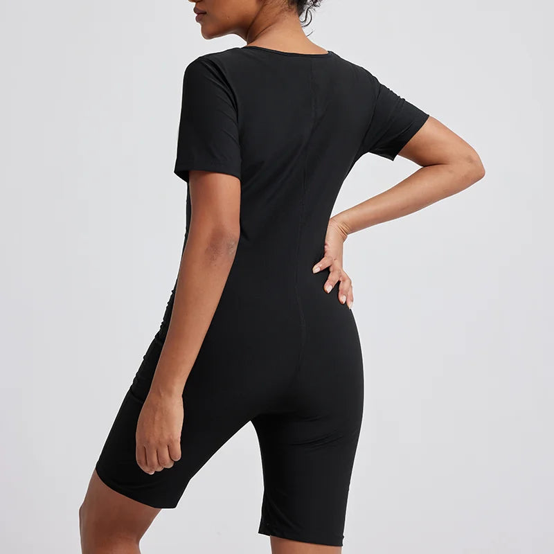 Women’s 3-in-1 Sauna Suit Full Body Shaper – Sweat Vest Waist Trainer with Sleeves & Shorts | Slimming Workout Bodysuit