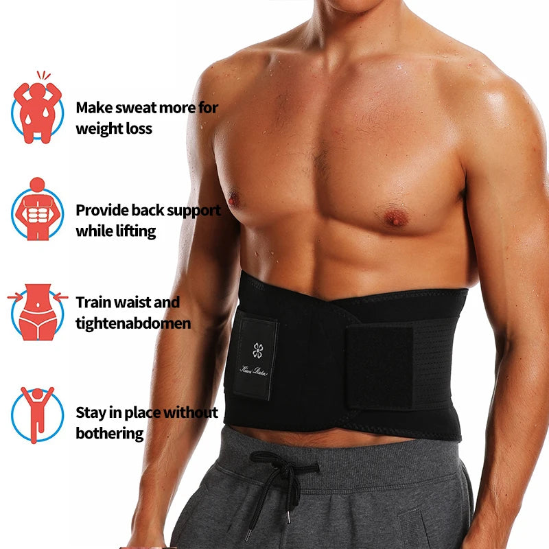 Men's Waist Trainer Vest – 2-in-1 Neoprene Slimming Body Shaper with Double Belts & Zipper | Sweat Vest for Fitness & Weight Loss
