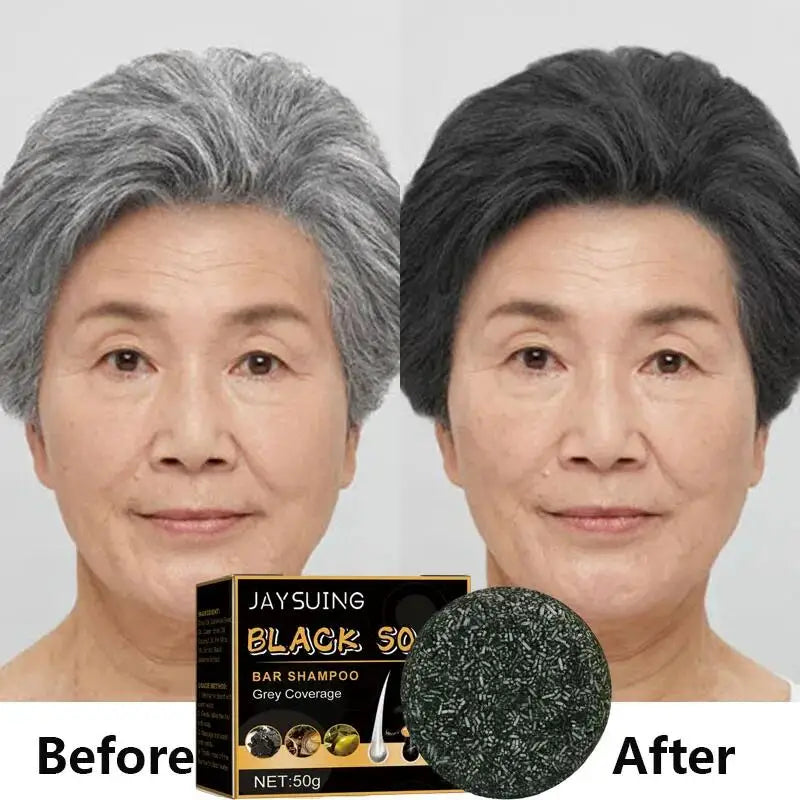 Natural Darkening Shampoo Bar – Restore Gray Hair & Beard to Black | Herbal Anti-Gray Hair Soap (50g)