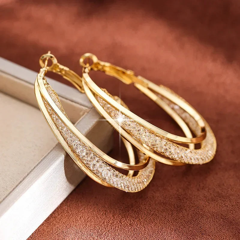 Pendientes Hollow Net Crystal Hanging Earrings
