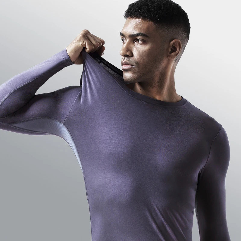 Men’s Long Sleeve V-Neck Compression Shirt – Slimming Body Shaper Undershirt for Tummy Control & Workout Support