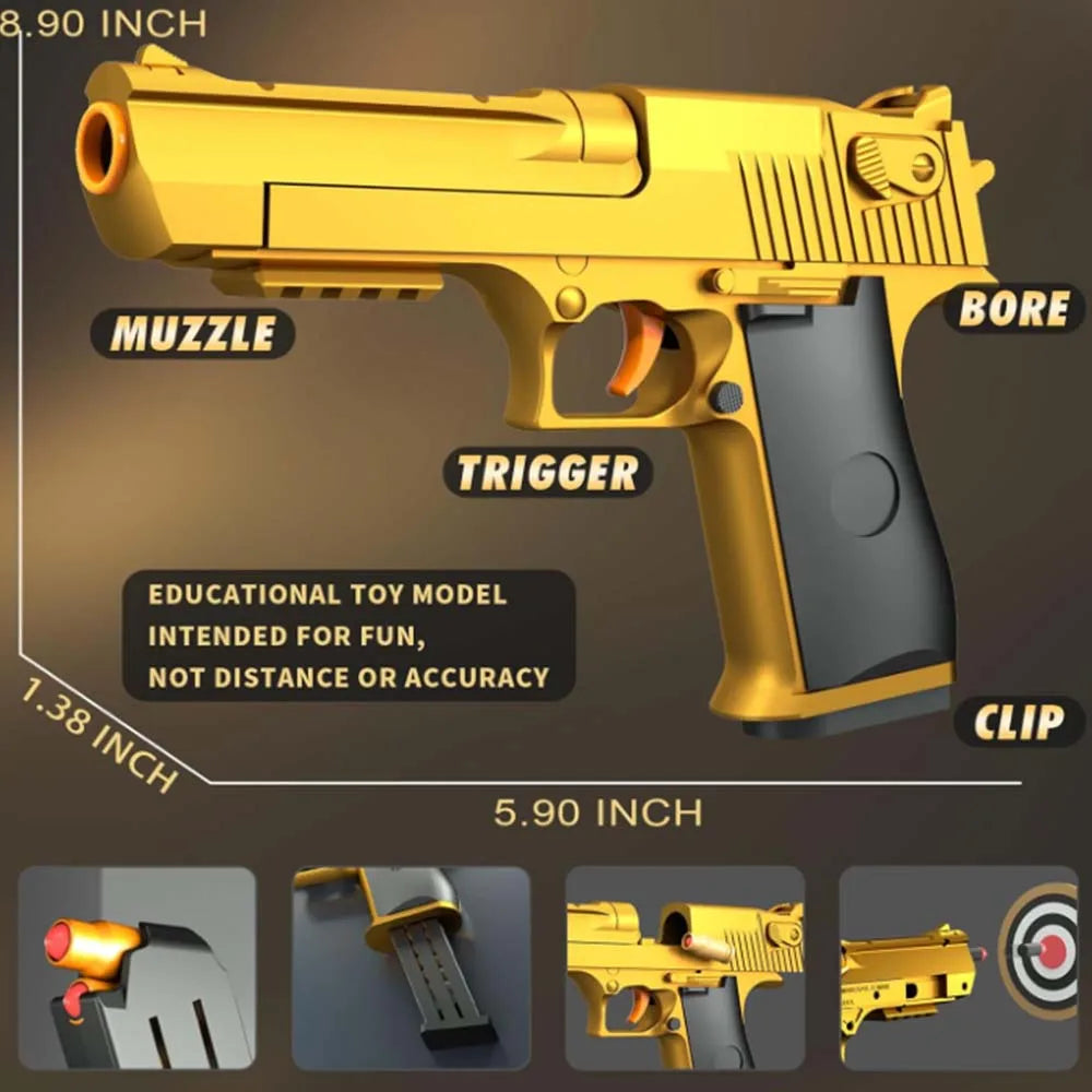 Shell Ejecting Toy Pistol – Safe Soft Bullet Blaster for Kids