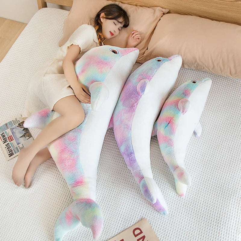 50cm Colorful Dolphin Plush Toy – Soft Cartoon Stuffed Animal Pillow | Birthday Gift for Kids, Boys & Girls, Home Decoration