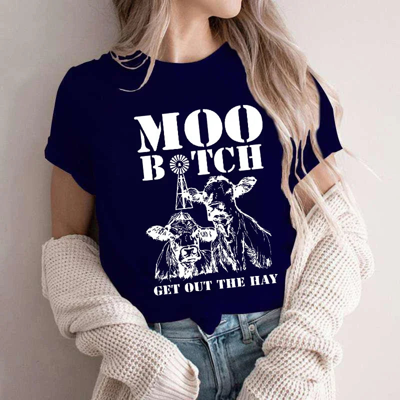 Sleeping Cow T-Shirt – Cute Animal Lover Top for Women