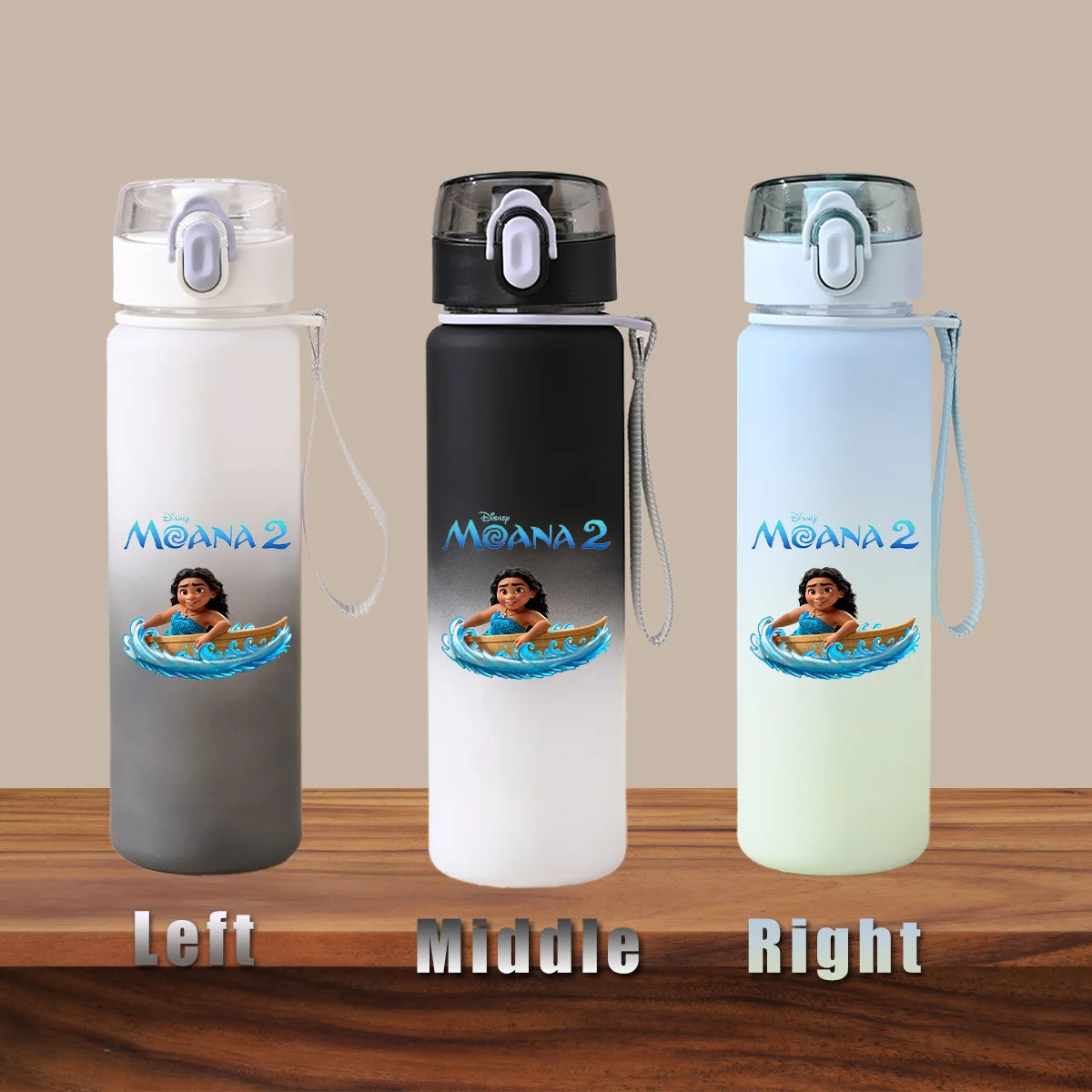 Disney Moana 2 Maui Kakamora Tia Animation Portable Plastic Gradient Outdoor Sport Water Bottle Child Gift Princess Fitness Run