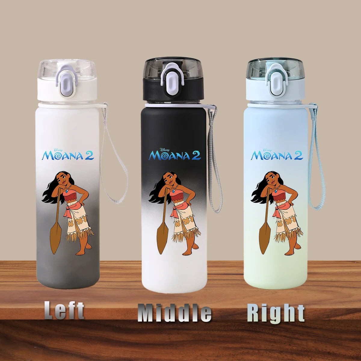 Disney Moana 2 Maui Kakamora Tia Animation Portable Plastic Gradient Outdoor Sport Water Bottle Child Gift Princess Fitness Run
