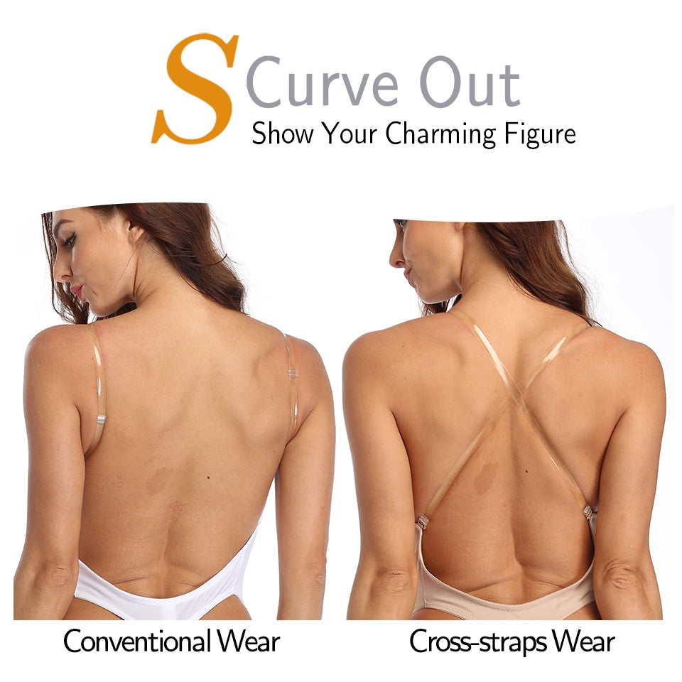 Deep V Invisible Shaper Bra Bodysuit – Backless Thong Corset with Push-Up Padded Bra, Clear Straps & Waist Trainer Support