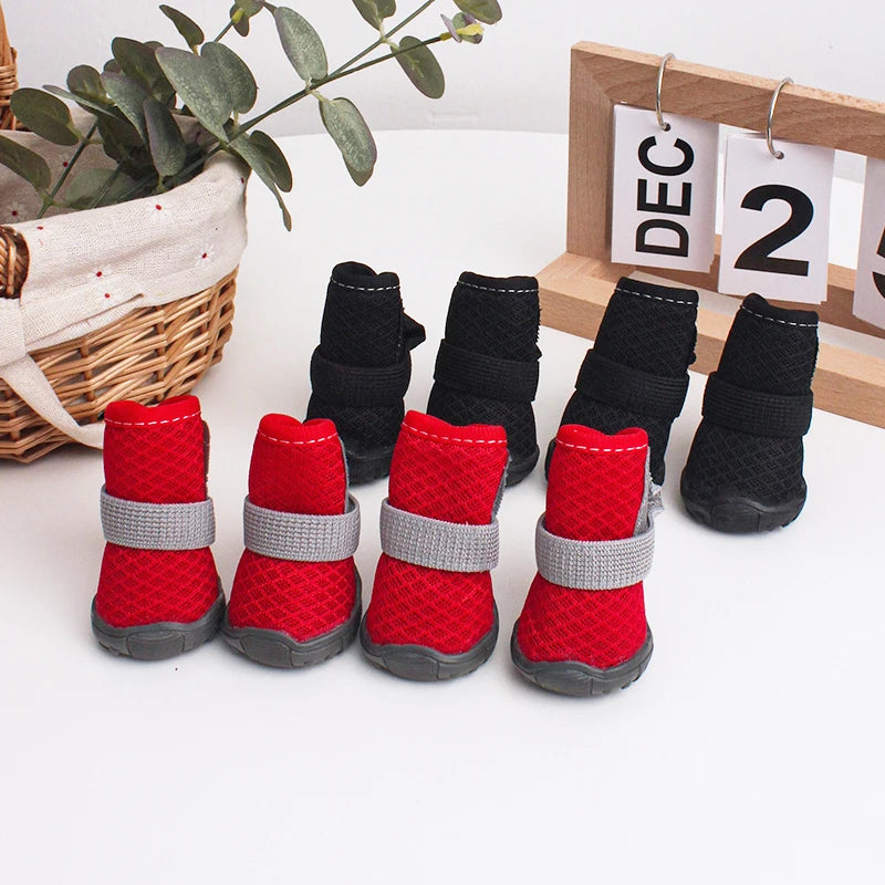 4pcs Breathable Dog & Cat Shoes – Anti-Slip, Year-Round Pet Paw Protectors
