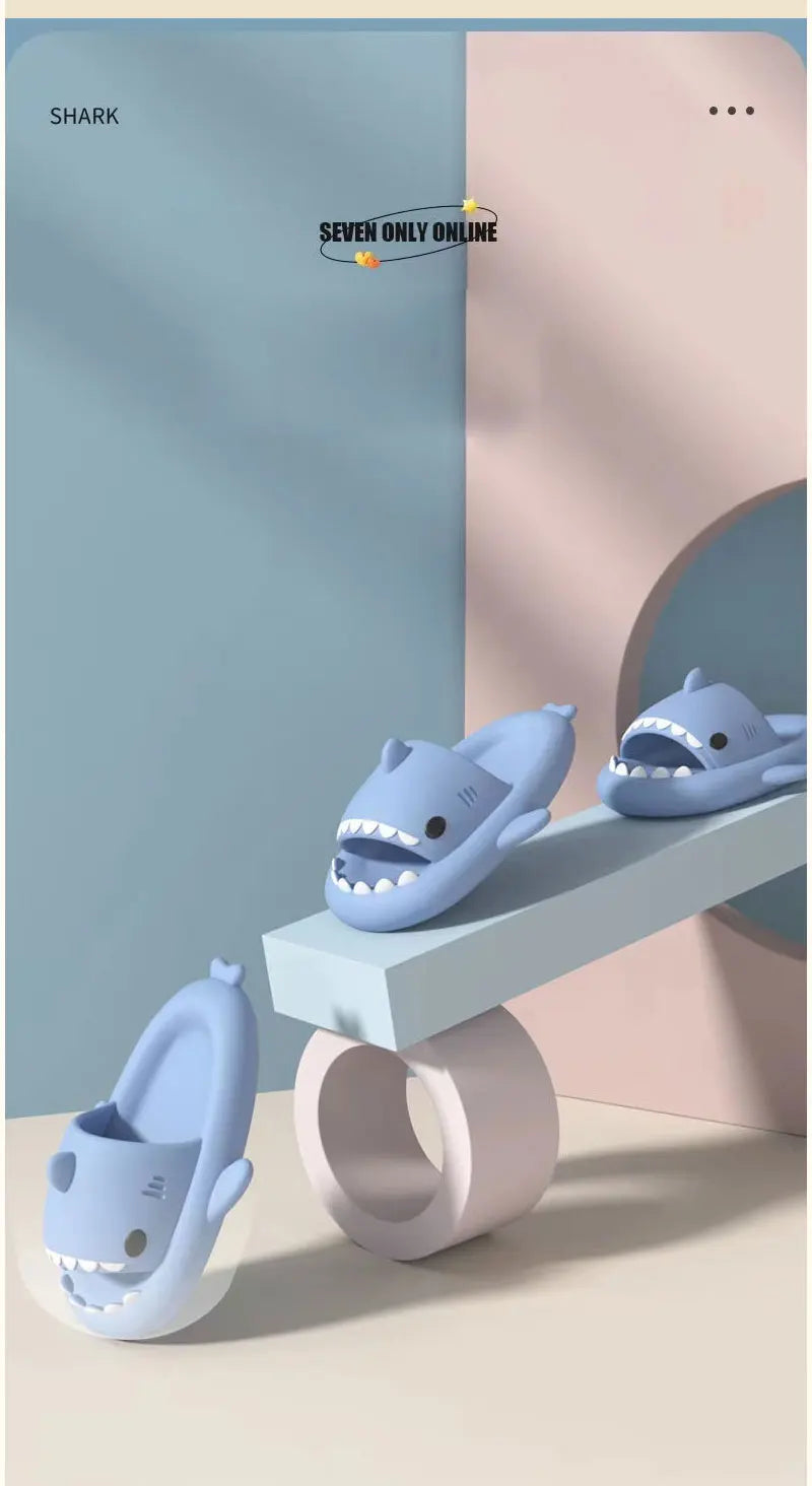 Shark Cartoon EVA Slippers for Kids & Adults – Soft Non-Slip Flip Flops for Summer