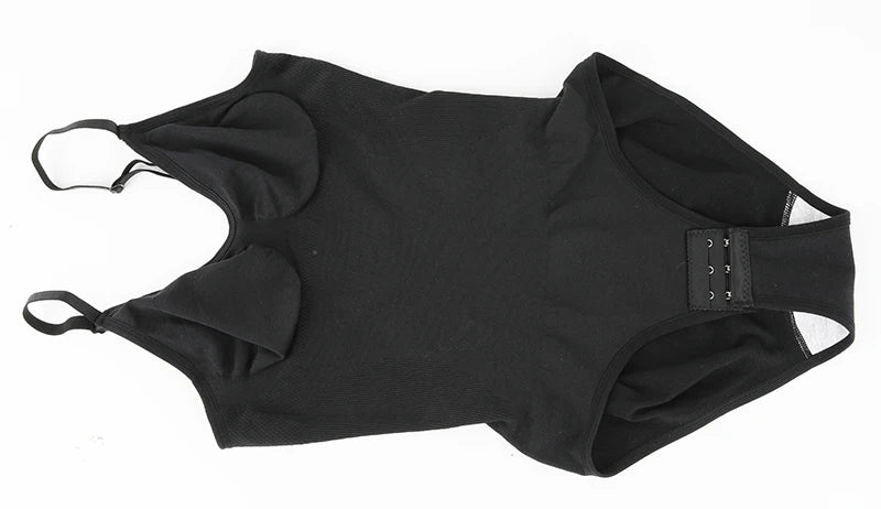 Low Back Bodysuit Shapewear for Women – Seamless Tummy Control Push-Up Body Shaper with Open Crotch & Adjustable Straps