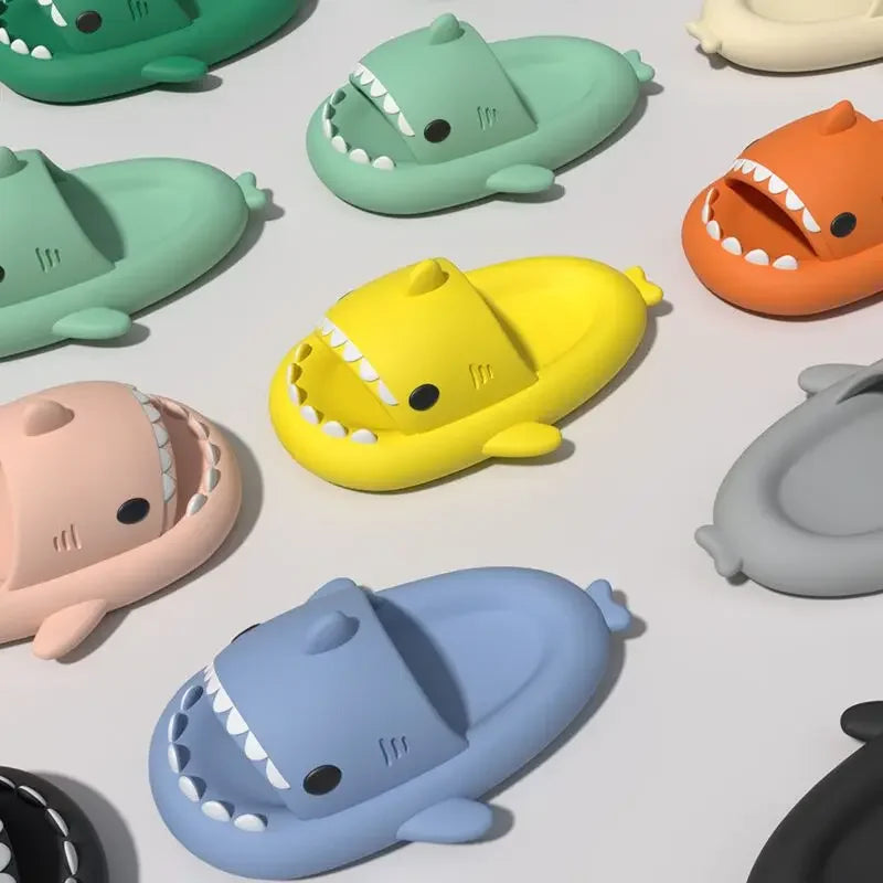 Shark Cartoon EVA Slippers for Kids & Adults – Soft Non-Slip Flip Flops for Summer