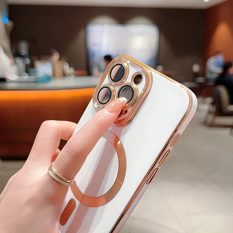 Luxury MagSafe-Compatible iPhone Case – Clear, Magnetic, and Durable