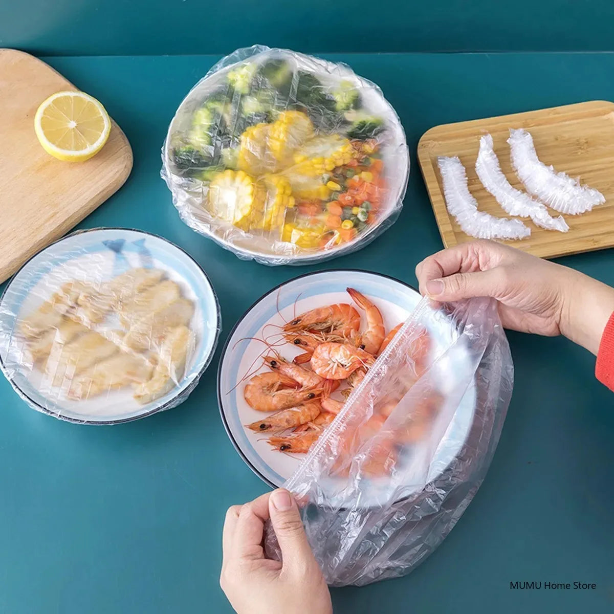 Colorful Disposable Food Covers – Elastic Fresh-Keeping Plastic Wrap Bags (Multi-Use)