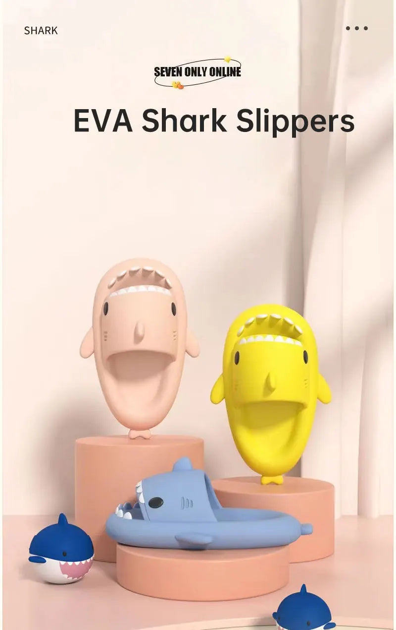 Shark Cartoon EVA Slippers for Kids & Adults – Soft Non-Slip Flip Flops for Summer