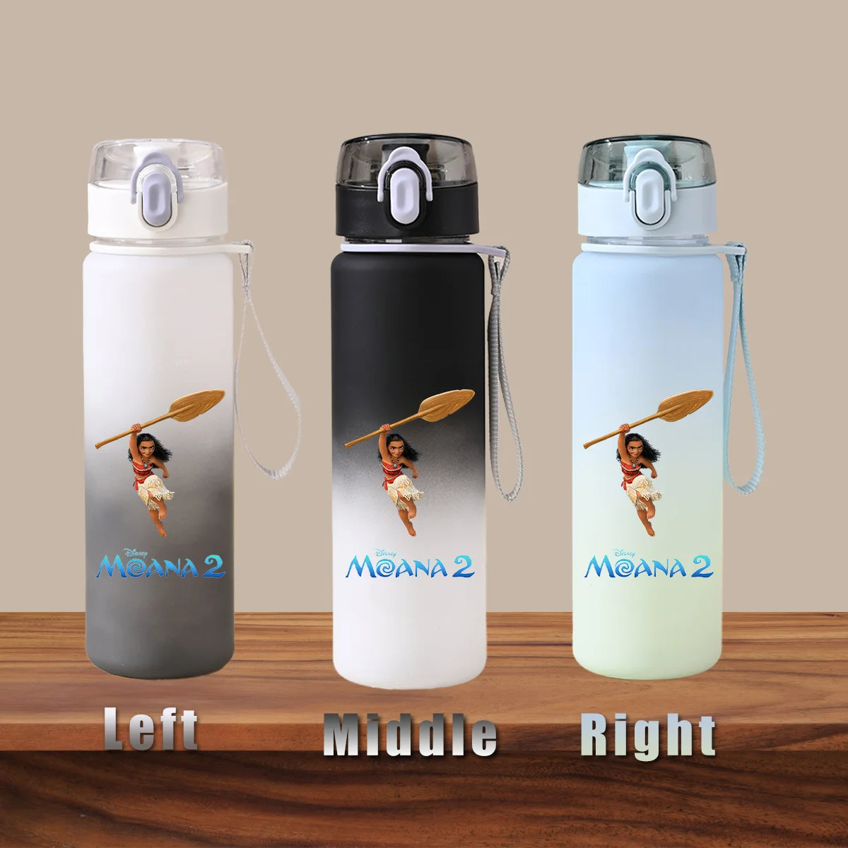 Disney Moana 2 Maui Kakamora Tia Animation Portable Plastic Gradient Outdoor Sport Water Bottle Child Gift Princess Fitness Run