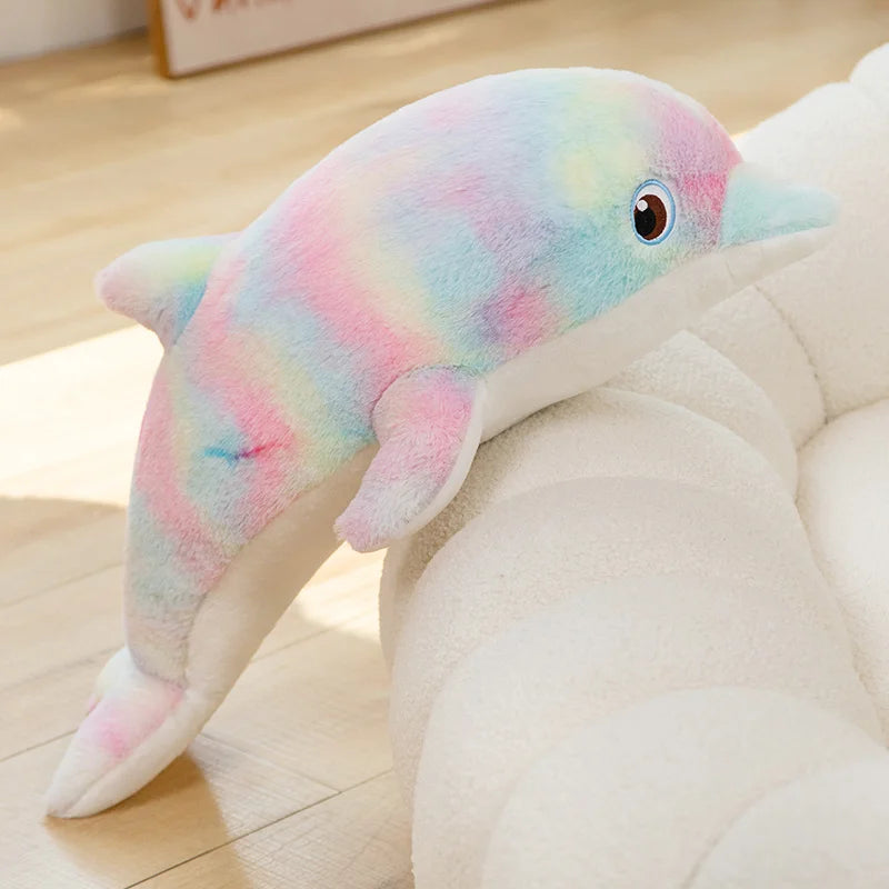 50cm Colorful Dolphin Plush Toy – Soft Cartoon Stuffed Animal Pillow | Birthday Gift for Kids, Boys & Girls, Home Decoration