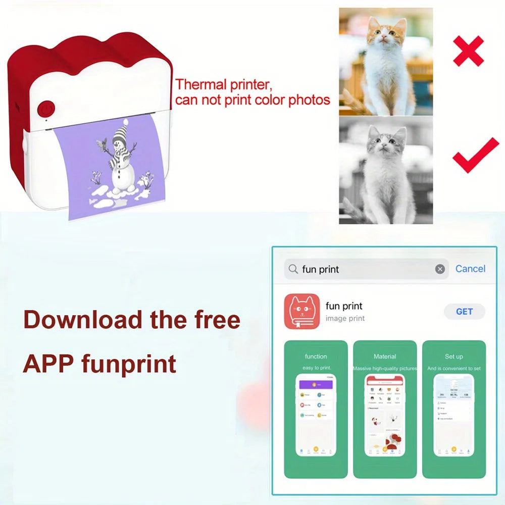Mini Pocket Thermal Printer – Inkless Sticker Maker for Notes, Labels, Photos & More
