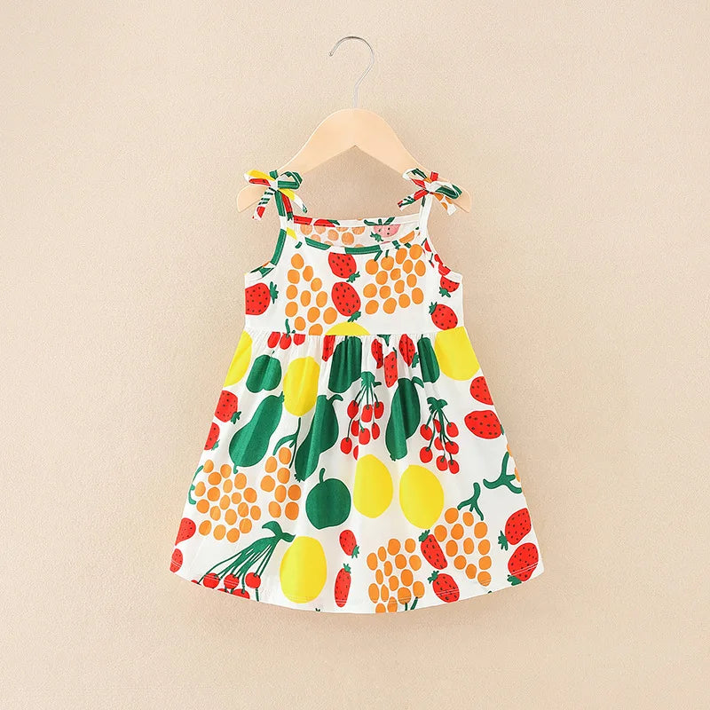 Summer Princess Floral Cotton Dress – Sleeveless Casual Dress for Girls